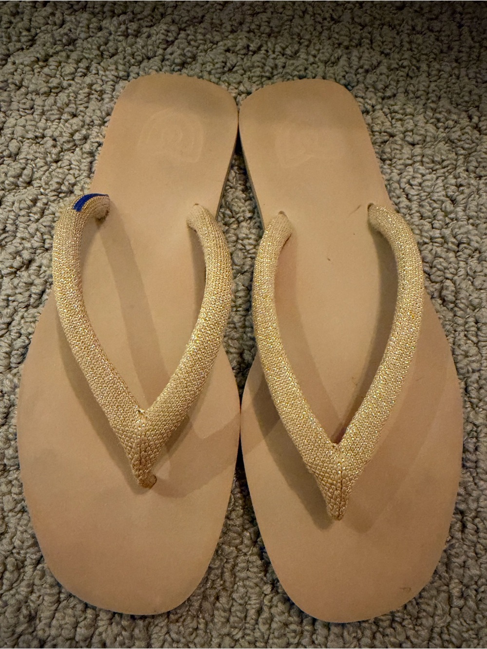 Rothy’s Gold Glitter Flip Flop Sandals